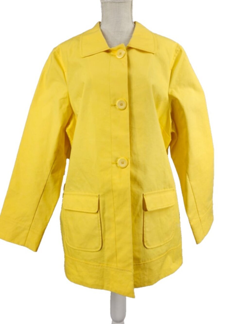 NWT Old Navy Raincoat Womens XXL Lemon Yellow Hoodless Button Minimalist Classic